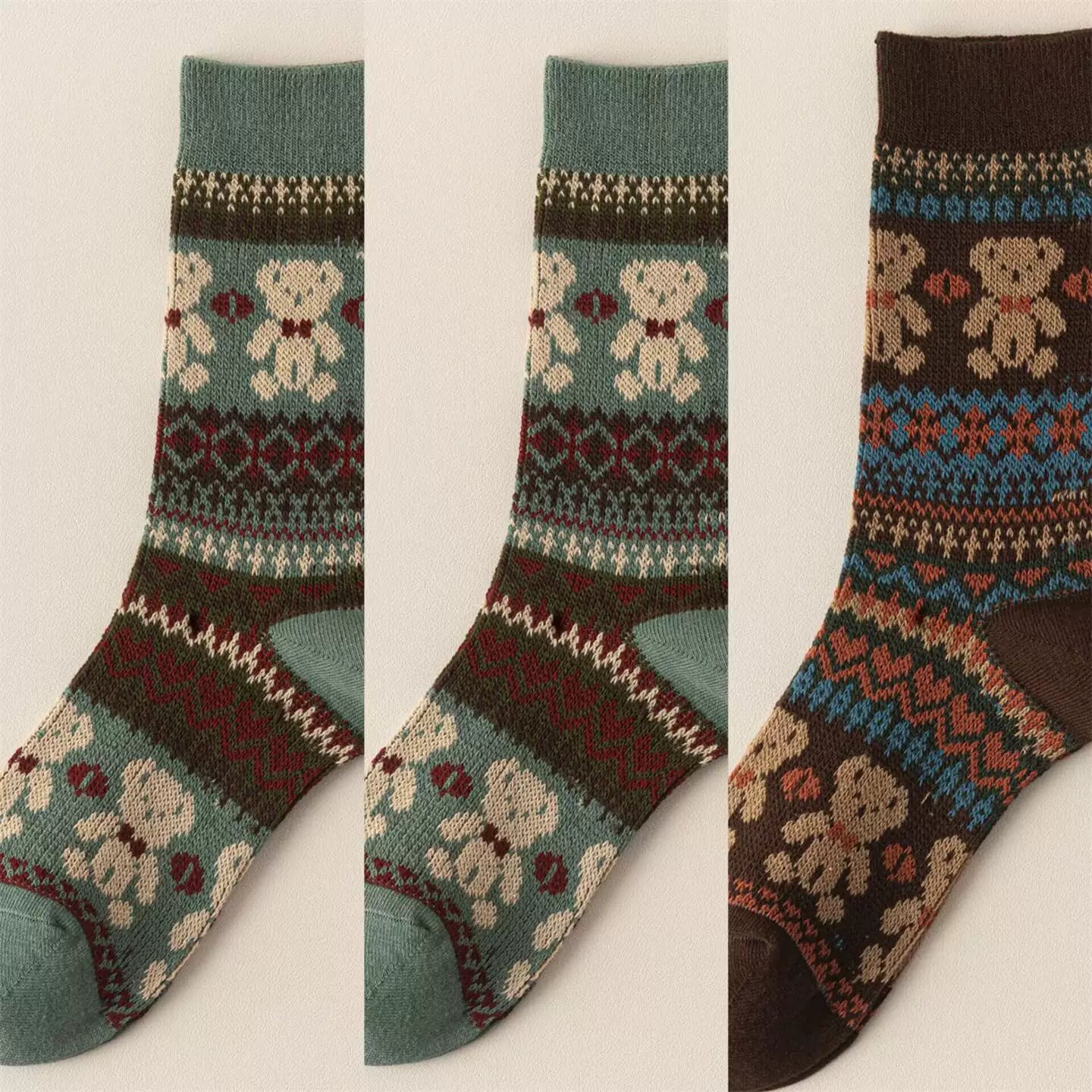 Crystorax | Thick Cotton Mid-Calf Socks with Double-Knit Pile for Women