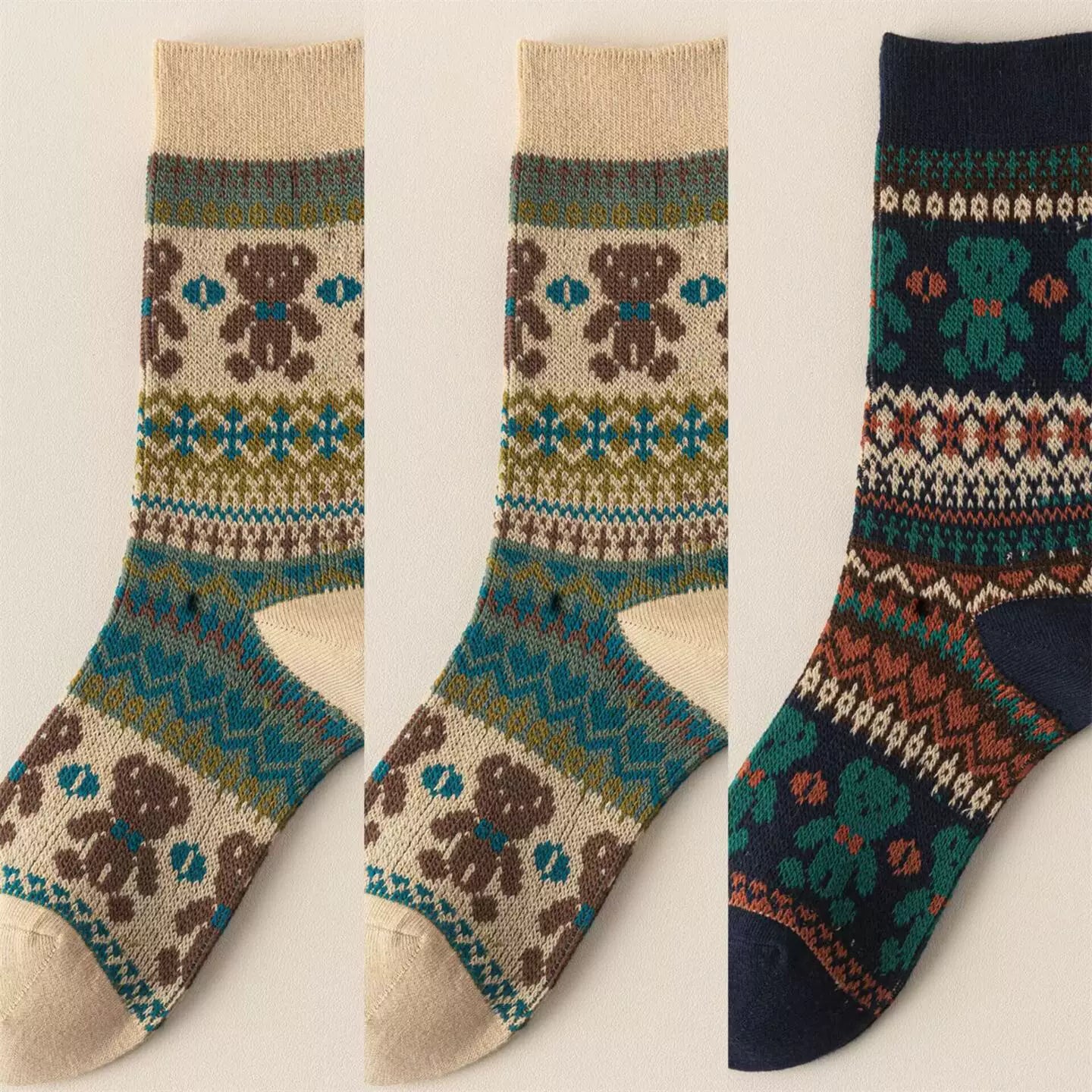 Crystorax | Thick Cotton Mid-Calf Socks with Double-Knit Pile for Women