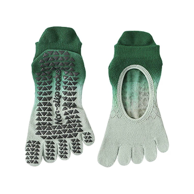 Crystorax | Gradient Five-Toe Yoga Socks for Women, Lightweight Non-Slip Summer Pilates Socks for Indoor Fitness