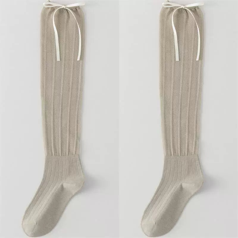 Crystorax | Lightweight Sheer Calf Socks with Bow Detail for Women