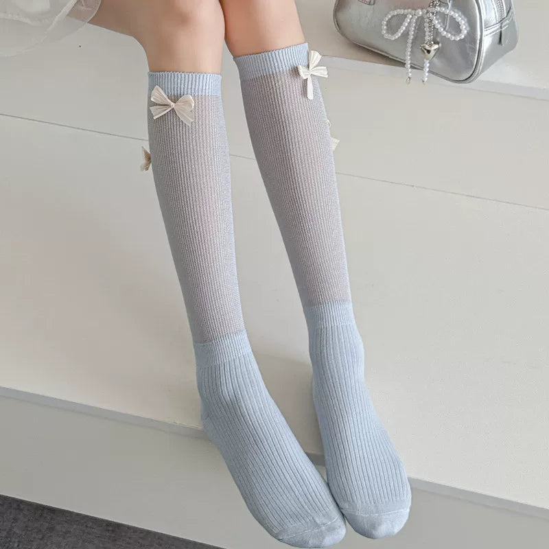 Crystorax | Women’s Ballet Bow Calf Socks with Lightweight Knit