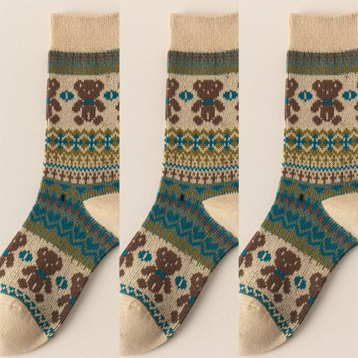 Crystorax | Thick Cotton Mid-Calf Socks with Double-Knit Pile for Women