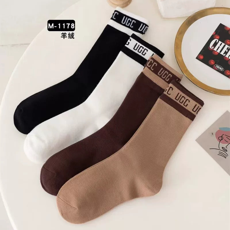 Crystorax | 5 Pairs Women’s Thick Mid-Calf Socks for Winter Wear