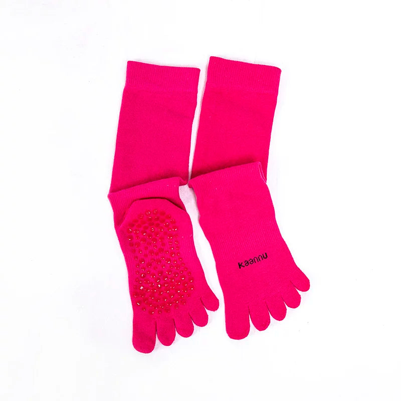 Crystorax | Split-Toe Cotton Yoga Socks for Women, Long Tube Mid-Calf Socks for Spring and Autumn Indoor Fitness