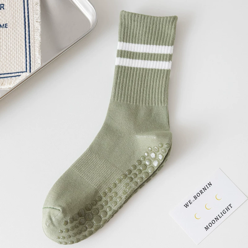 Crystorax | Solid Color Non-Slip Mid-Calf Yoga Socks for Women, Lightweight Spring and Autumn Pilates Fitness Socks