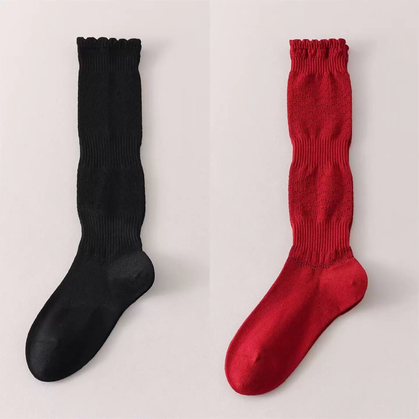 Crystorax | Women’s Merino Wool Calf Socks with Lace Knit Detail
