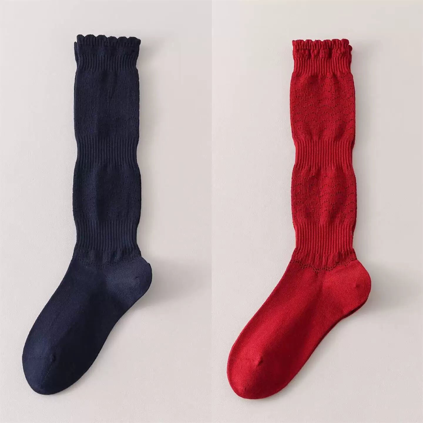 Crystorax | Women’s Merino Wool Calf Socks with Lace Knit Detail