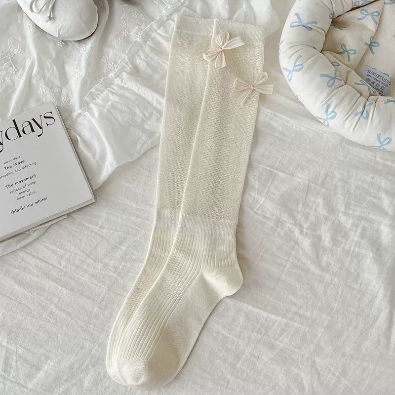 Crystorax | Women’s Ballet Bow Calf Socks with Lightweight Knit