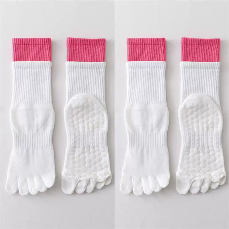 Crystorax | Five-Toe Mid-Calf Yoga Socks for Women, Non-Slip Split-Toe Pilates Socks for Indoor Fitness and Dance