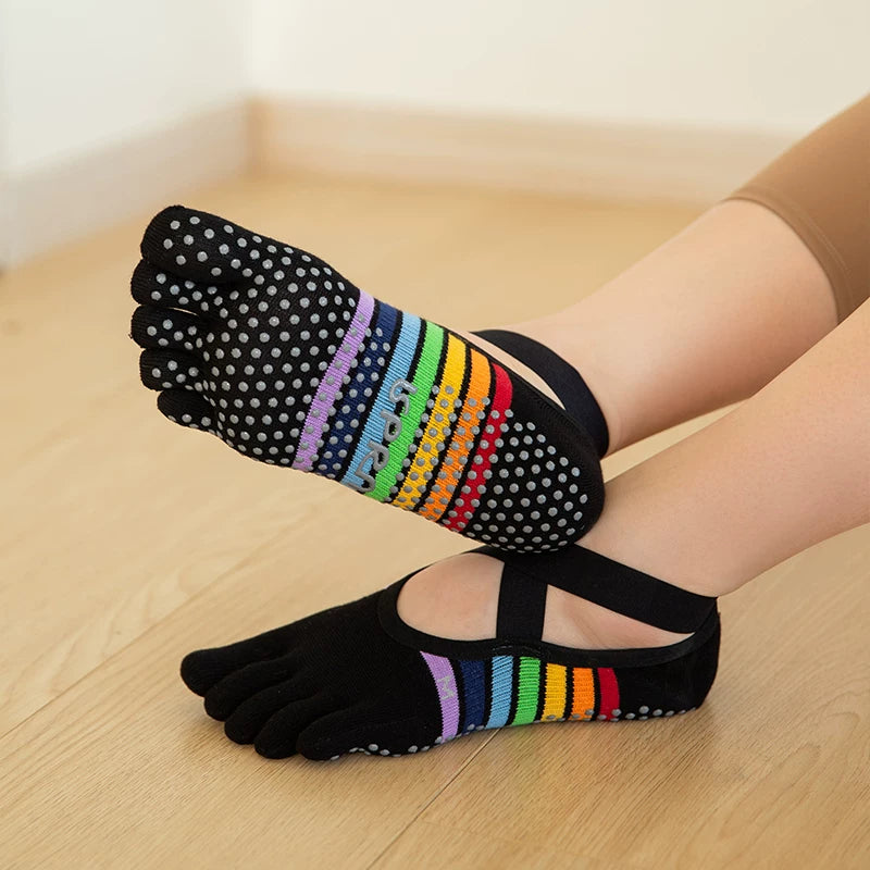 Crystorax | Colorful Toe Non-Slip Yoga Socks for Women, Short Pilates Socks for Spring and Summer Indoor Fitness
