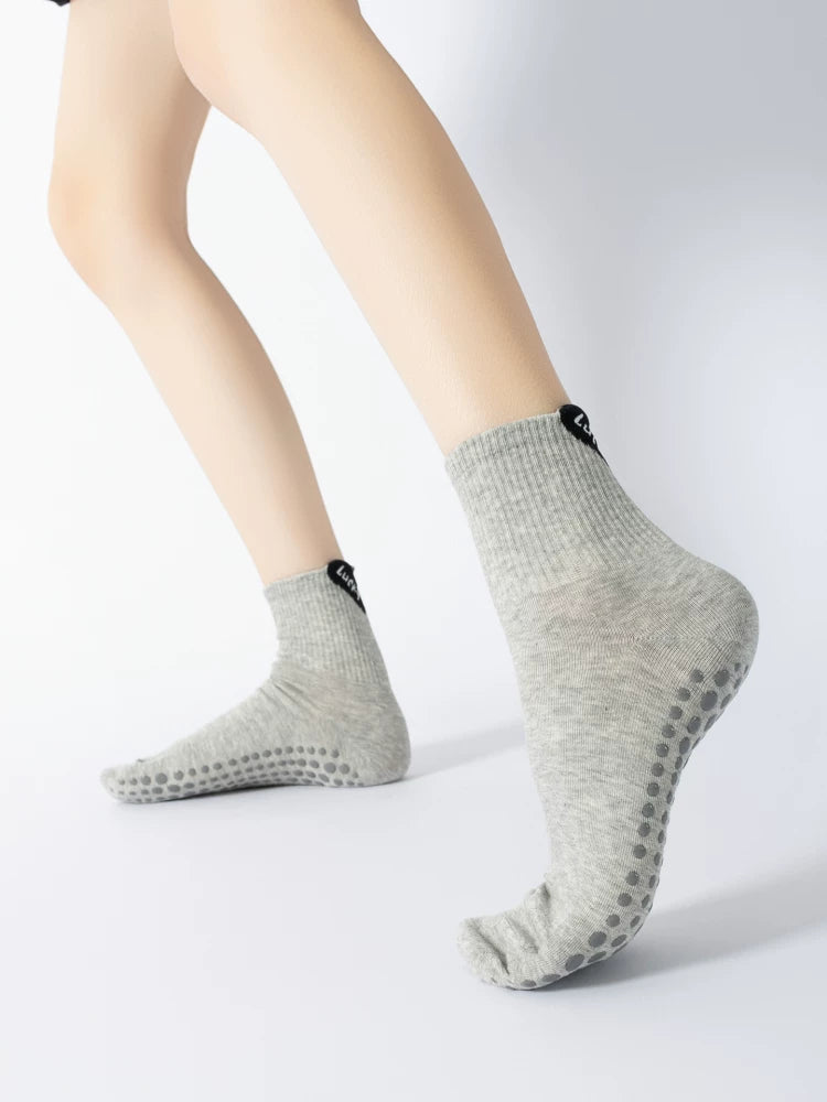Crystorax | Heart Contrast Non-Slip Yoga Socks for Women, Short Summer Pilates Socks for Indoor Fitness