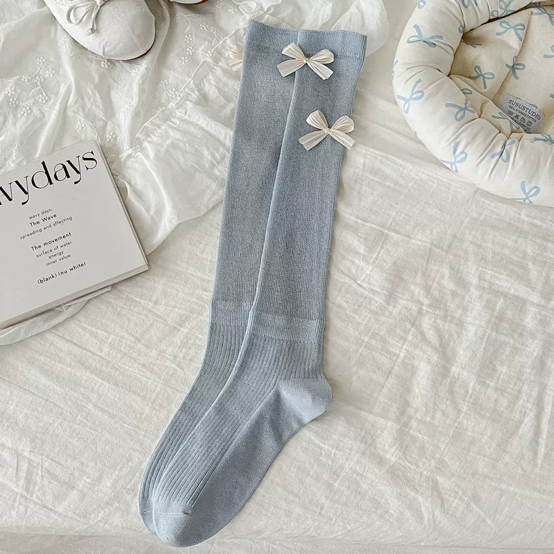 Crystorax | Women’s Ballet Bow Calf Socks with Lightweight Knit