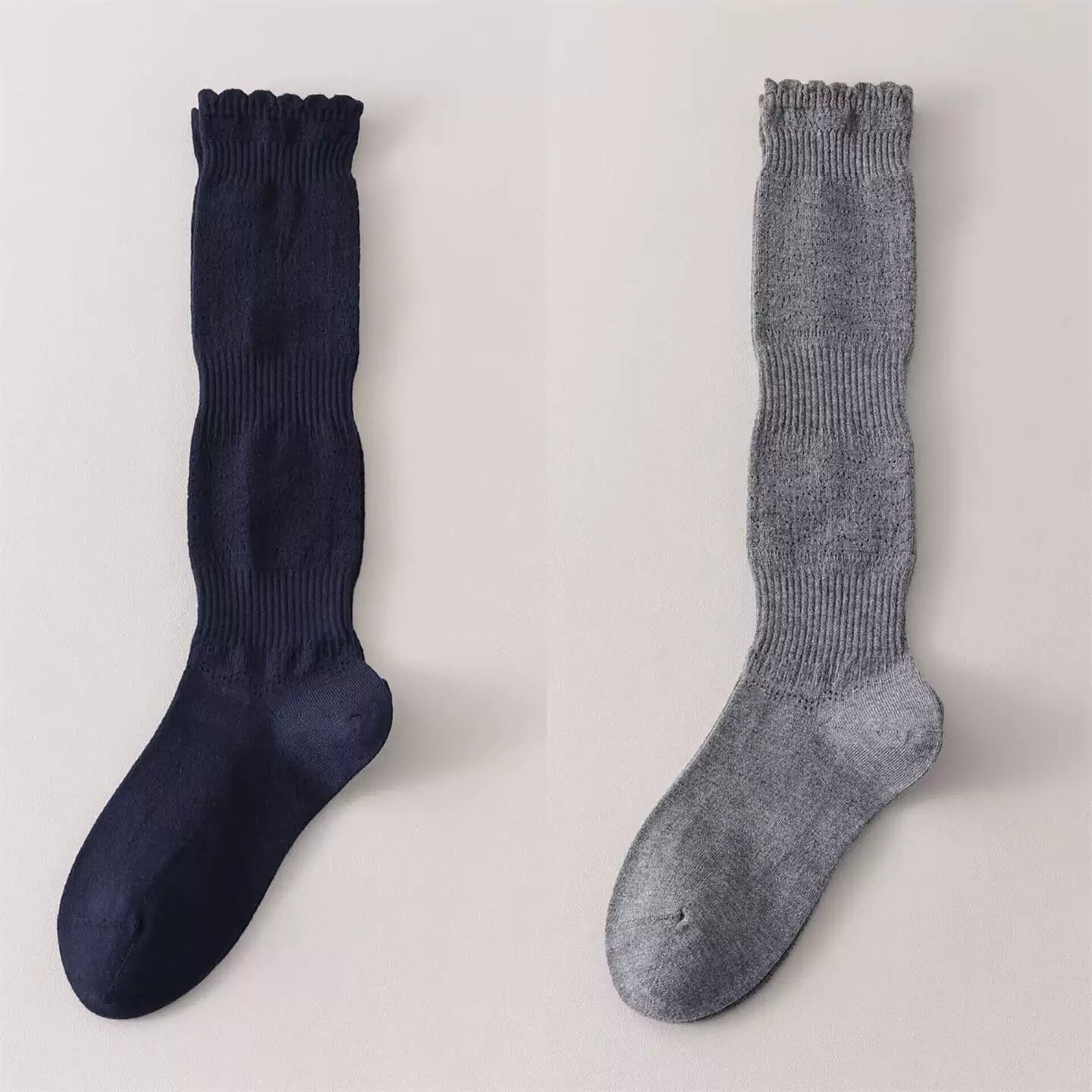 Crystorax | Women’s Merino Wool Calf Socks with Lace Knit Detail