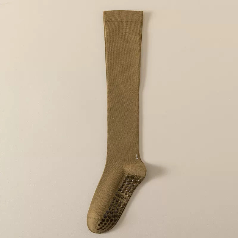Crystorax | Non-Slip Mid-Calf Yoga Socks for Women, Long Tube Pilates and Dance Socks for Fitness Training