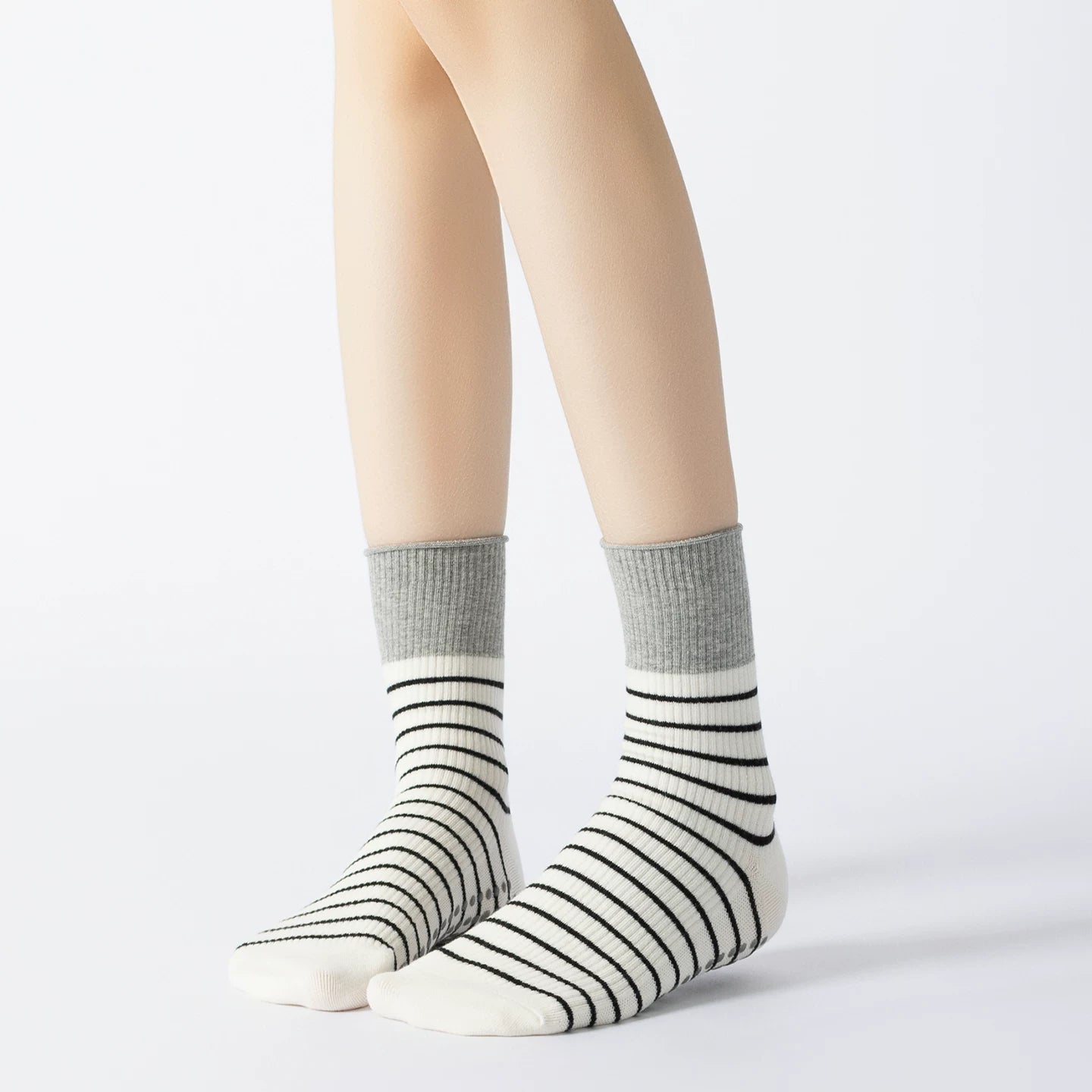 Crystorax | Striped Contrast Non-Slip Yoga Socks for Women, Lightweight Summer Pilates Socks for Indoor Fitness