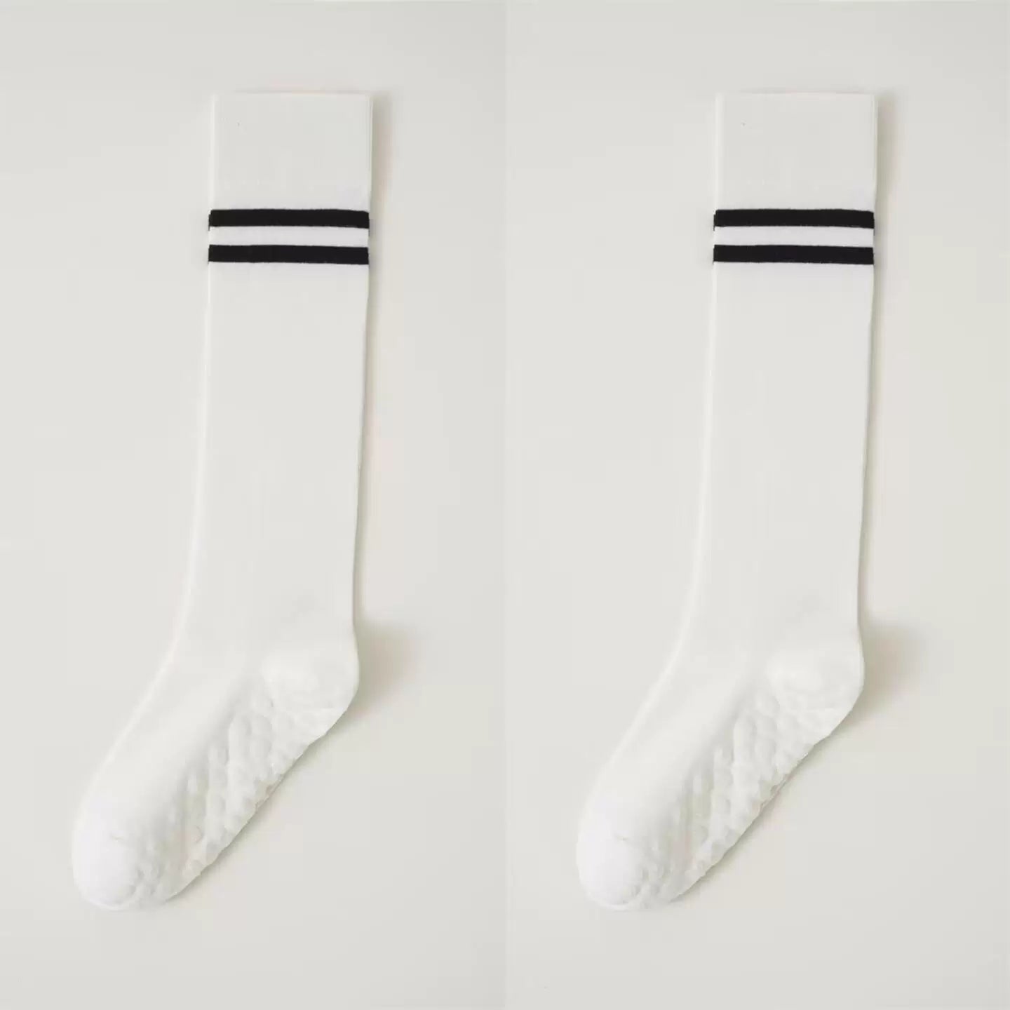 Crystorax | Striped Long Tube Yoga Socks for Women, Non-Slip Mid-Calf Pilates Socks for Indoor Fitness