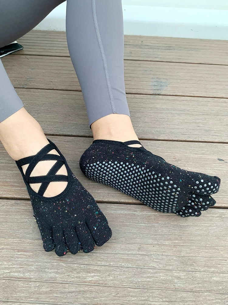 Crystorax | Five-Toe Non-Slip Yoga Socks for Women, Lightweight Summer Pilates and Dance Socks for Indoor Fitness