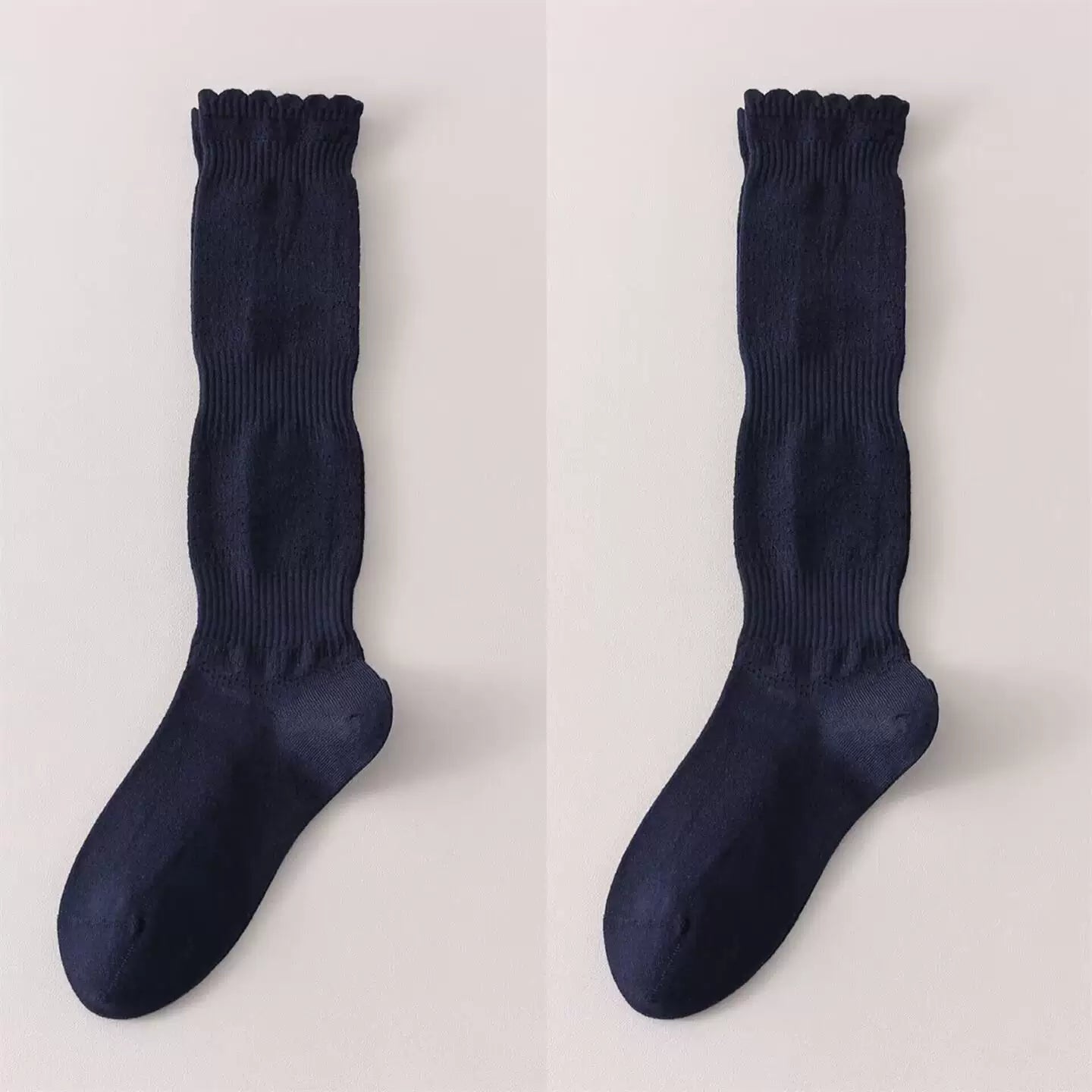 Crystorax | Women’s Merino Wool Calf Socks with Lace Knit Detail