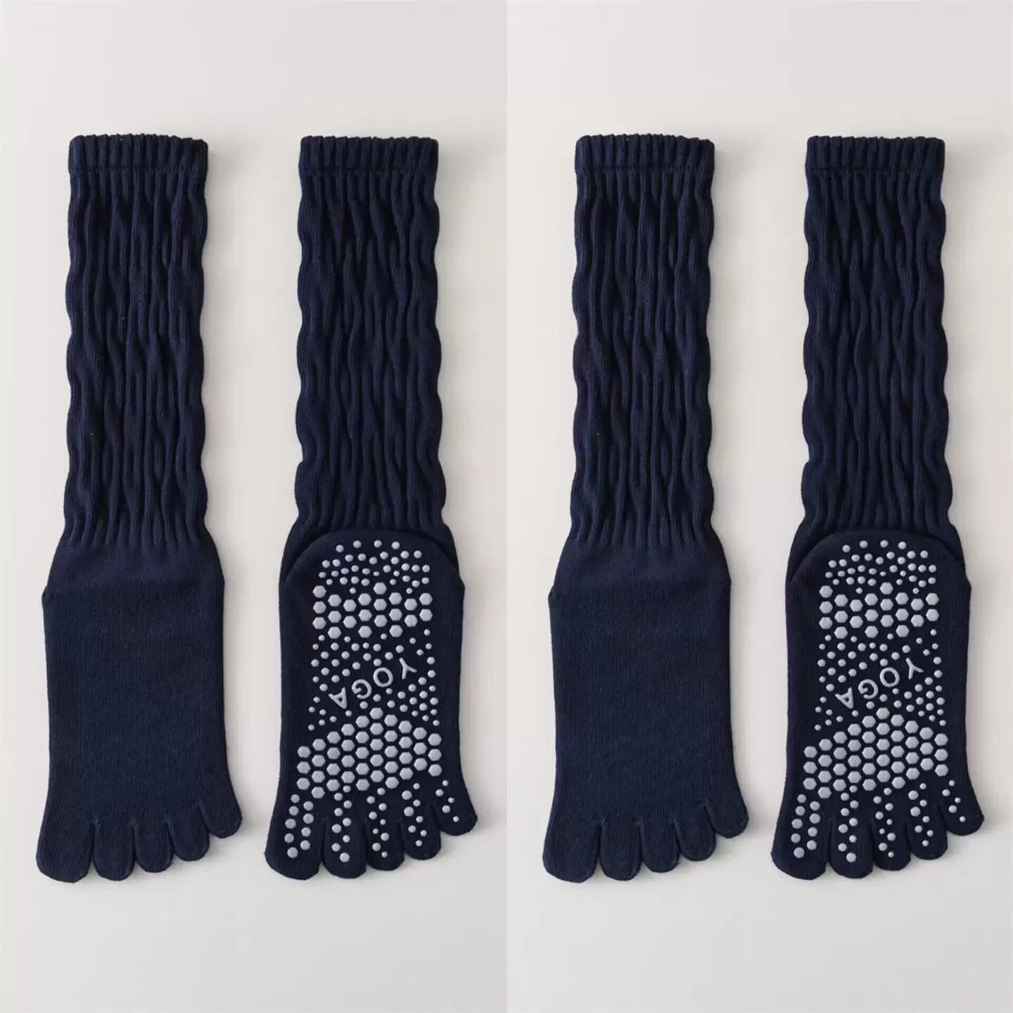 Crystorax | Five-Toe Yoga Mid-Calf Socks for Women, Non-Slip Pilates and Fitness Socks with Breathable Design