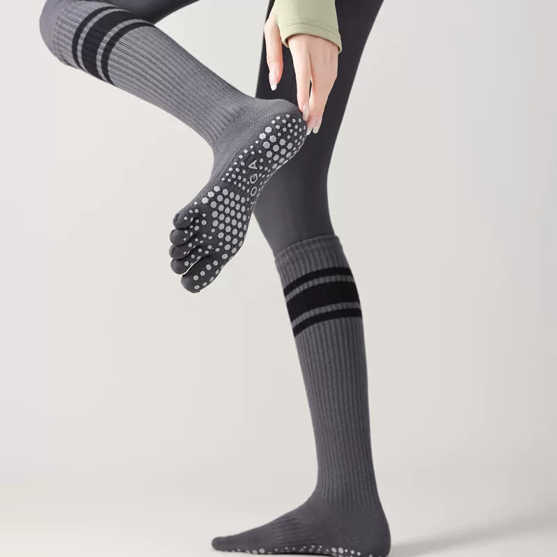 Crystorax | Five-Toe Yoga Socks for Women with Long Calf Length