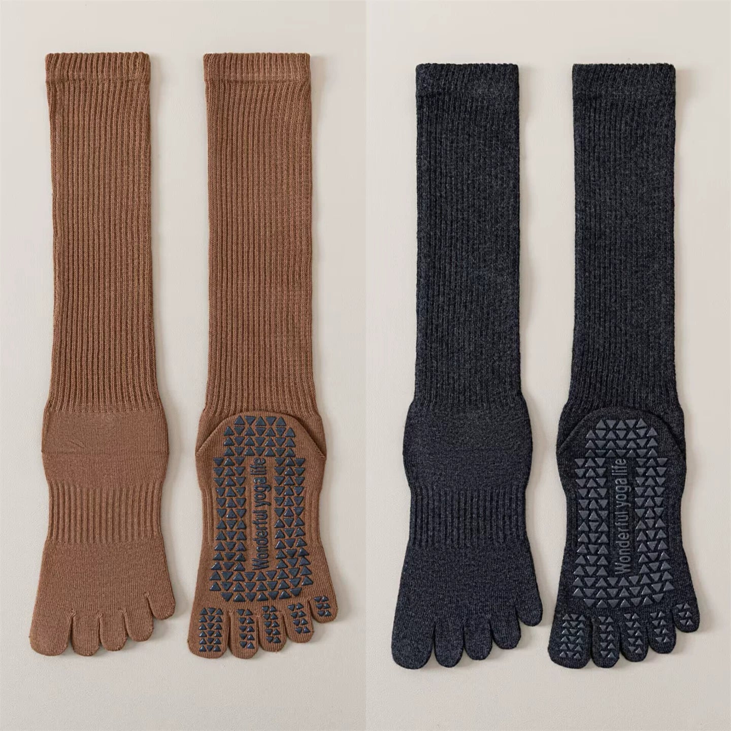 Crystorax | Women’s Five-Finger Yoga Socks with Mid-Calf Length