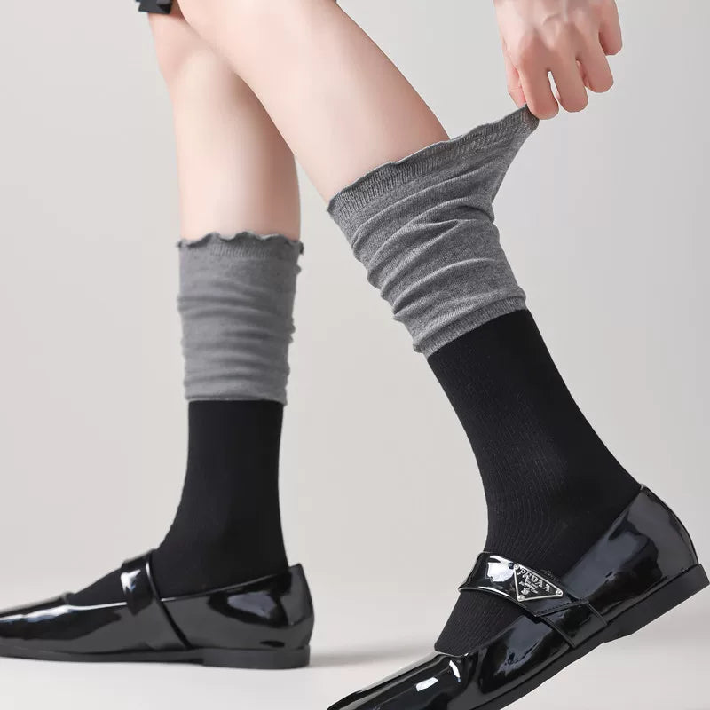 Crystorax | Women’s Lace-Trim Calf Socks for Spring and Summer Wear