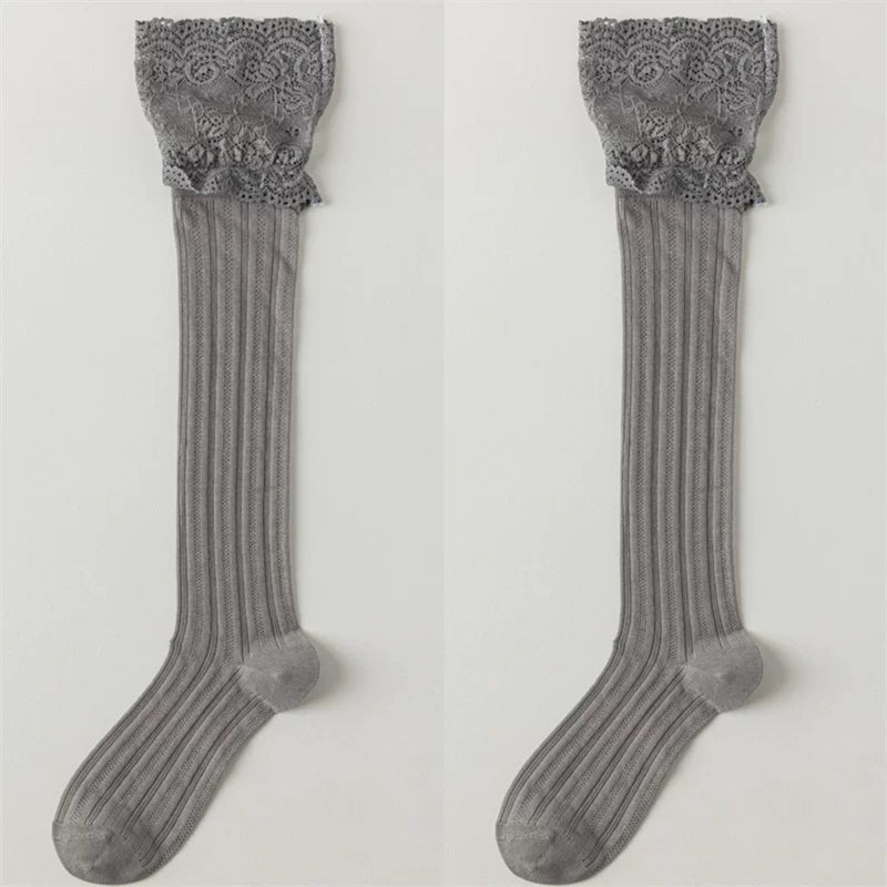 Crystorax | Women’s Lace Calf Socks with Lightweight Cotton Knit