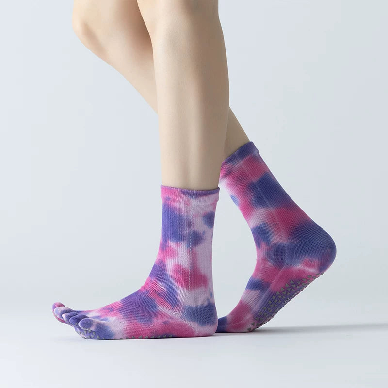 Crystorax | Non-Slip Split-Toe Mid-Calf Yoga Socks for Women, Warm Pilates Socks for Winter Indoor Fitness