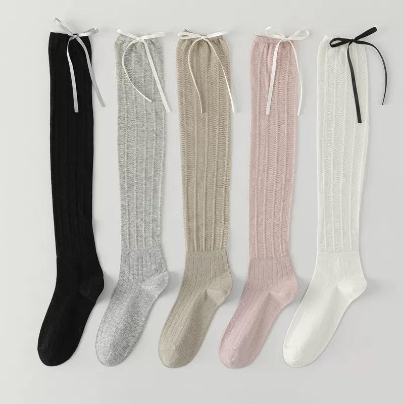 Crystorax | Lightweight Sheer Calf Socks with Bow Detail for Women