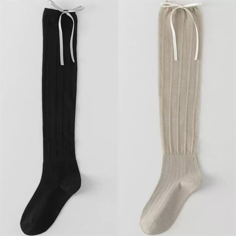 Crystorax | Lightweight Sheer Calf Socks with Bow Detail for Women