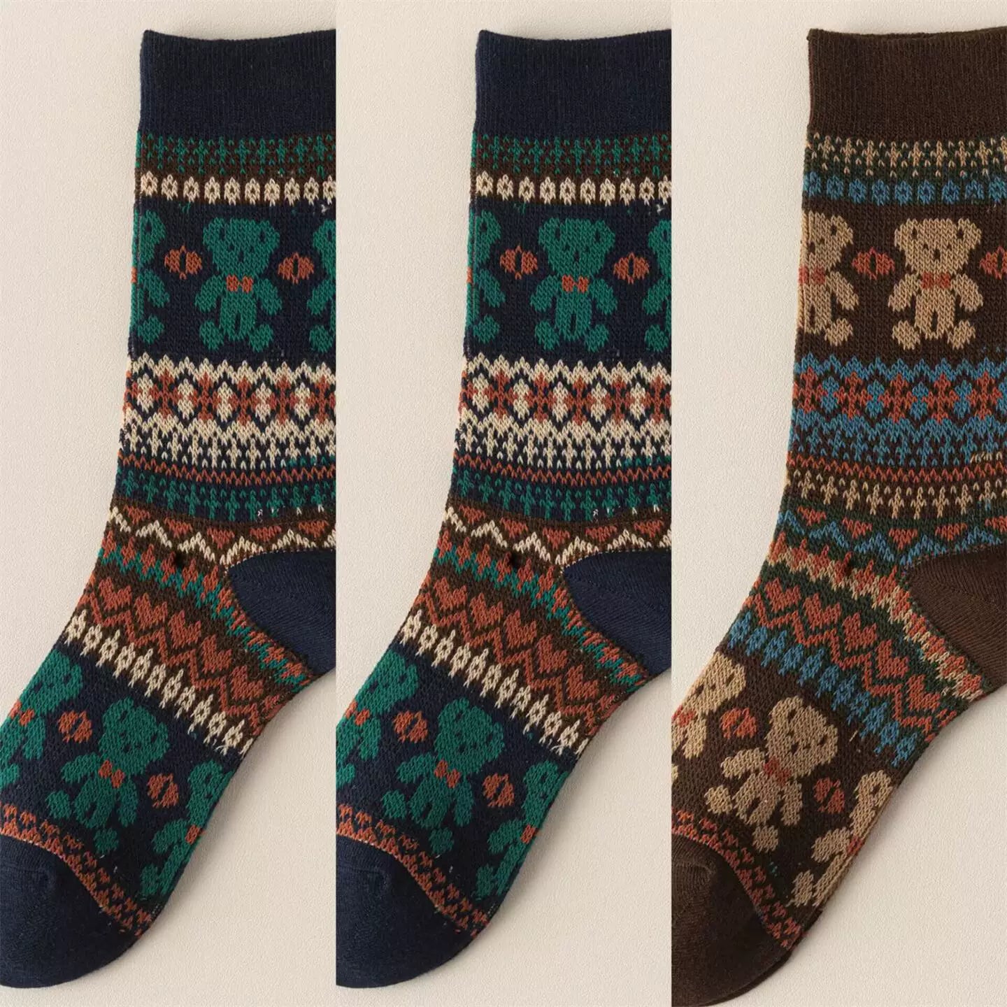 Crystorax | Thick Cotton Mid-Calf Socks with Double-Knit Pile for Women