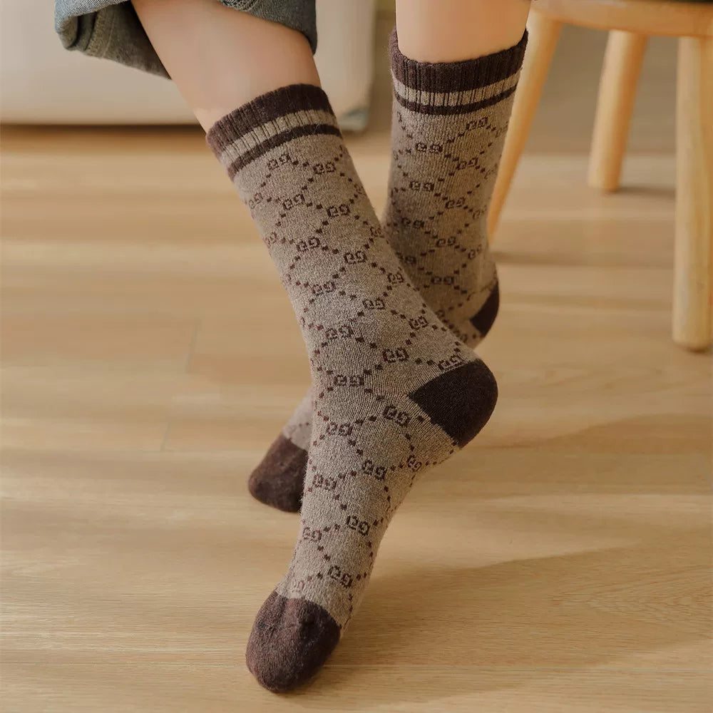 Crystorax | Warm Cotton-Blend Mid-Calf Socks for Women Cold Weather Wear