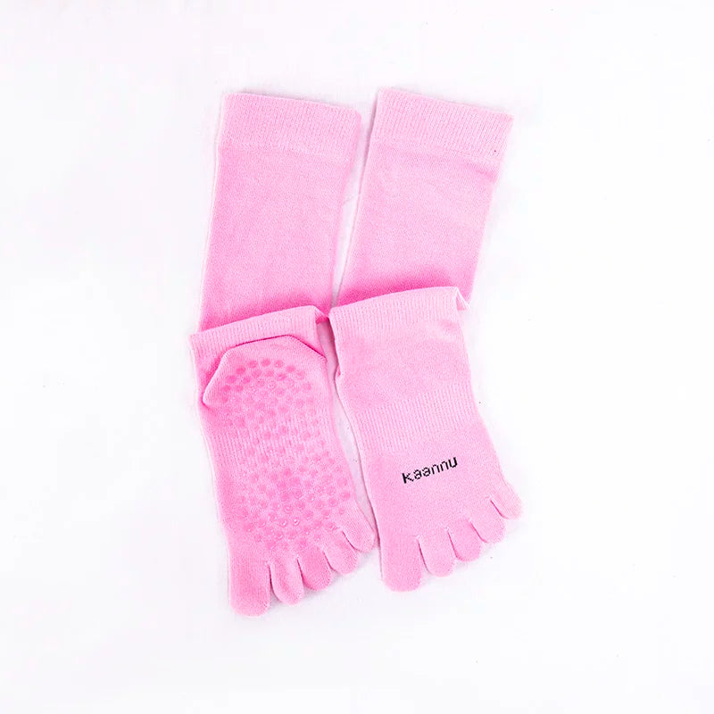 Crystorax | Split-Toe Cotton Yoga Socks for Women, Long Tube Mid-Calf Socks for Spring and Autumn Indoor Fitness