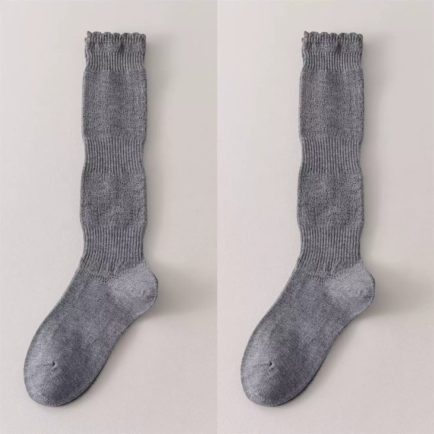 Crystorax | Women’s Merino Wool Calf Socks with Lace Knit Detail