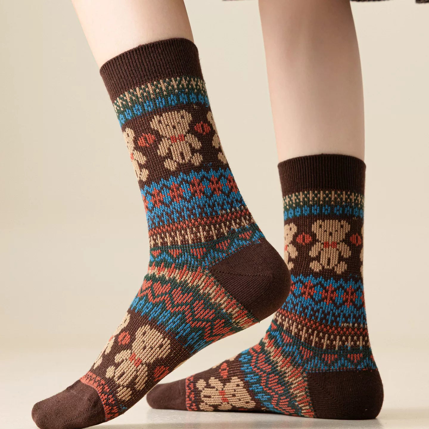 Crystorax | Thick Cotton Mid-Calf Socks with Double-Knit Pile for Women