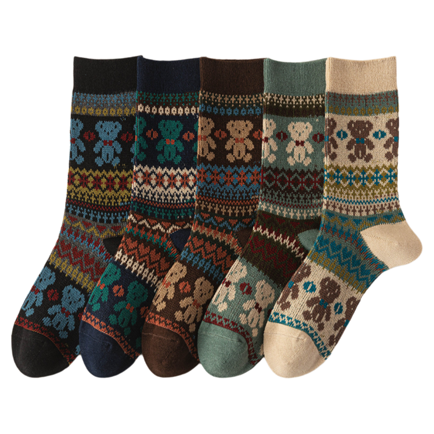 Crystorax | Thick Cotton Mid-Calf Socks with Double-Knit Pile for Women