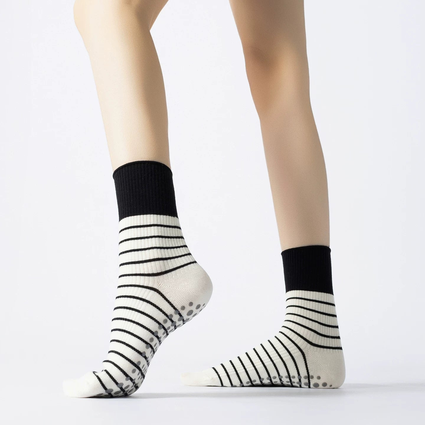 Crystorax | Striped Contrast Non-Slip Yoga Socks for Women, Lightweight Summer Pilates Socks for Indoor Fitness