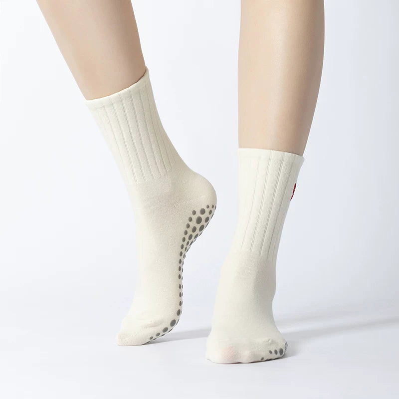 Crystorax | Bow Detail Non-Slip Mid-Calf Yoga Socks for Women, Pilates and Indoor Fitness Socks