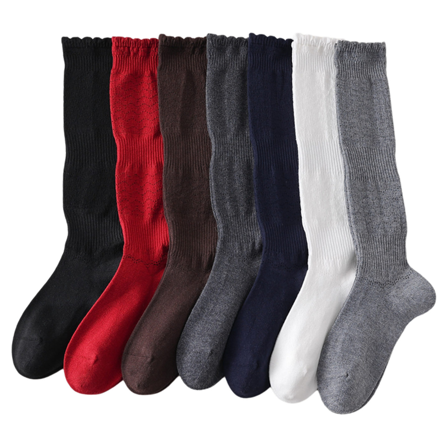 Crystorax | Women’s Merino Wool Calf Socks with Lace Knit Detail