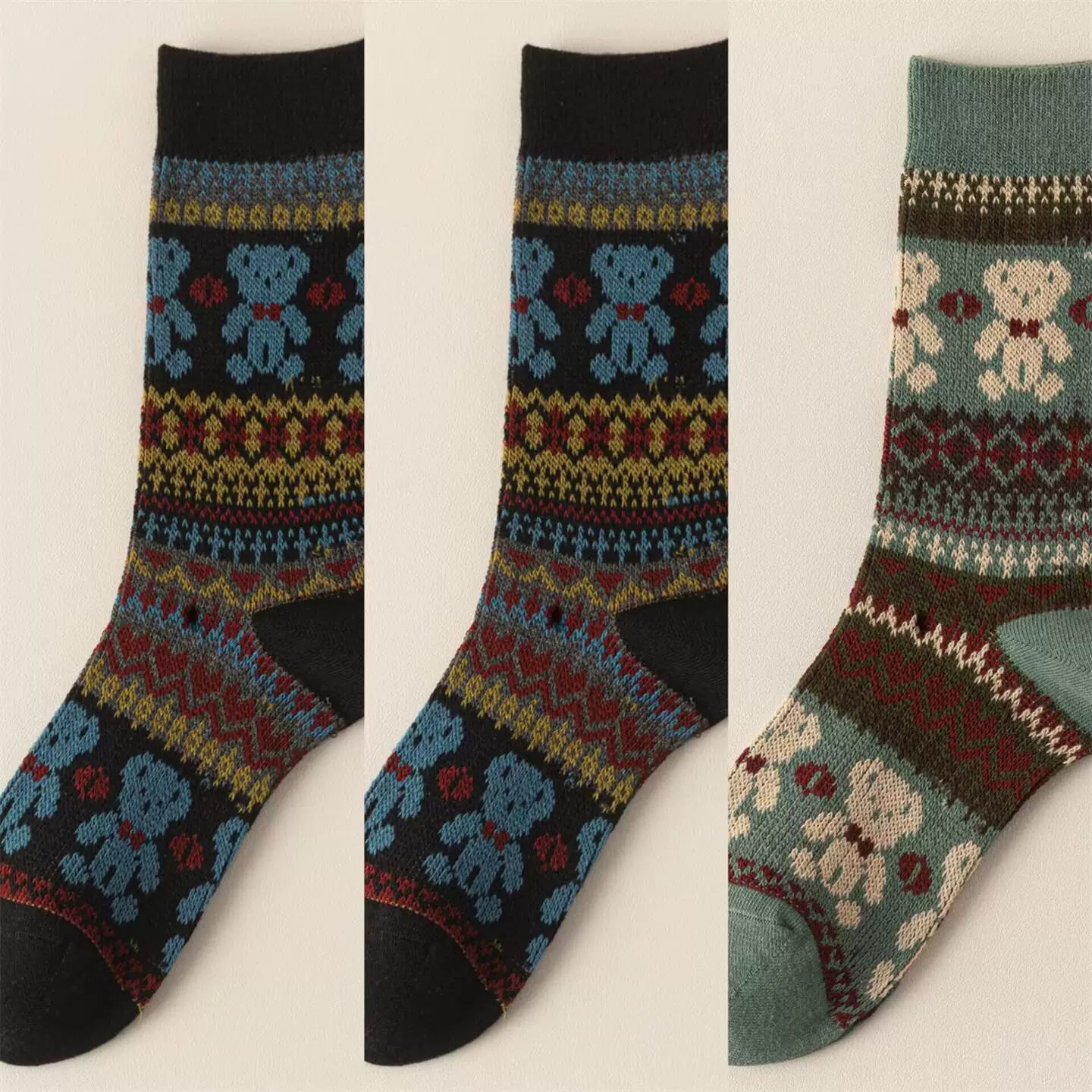 Crystorax | Thick Cotton Mid-Calf Socks with Double-Knit Pile for Women