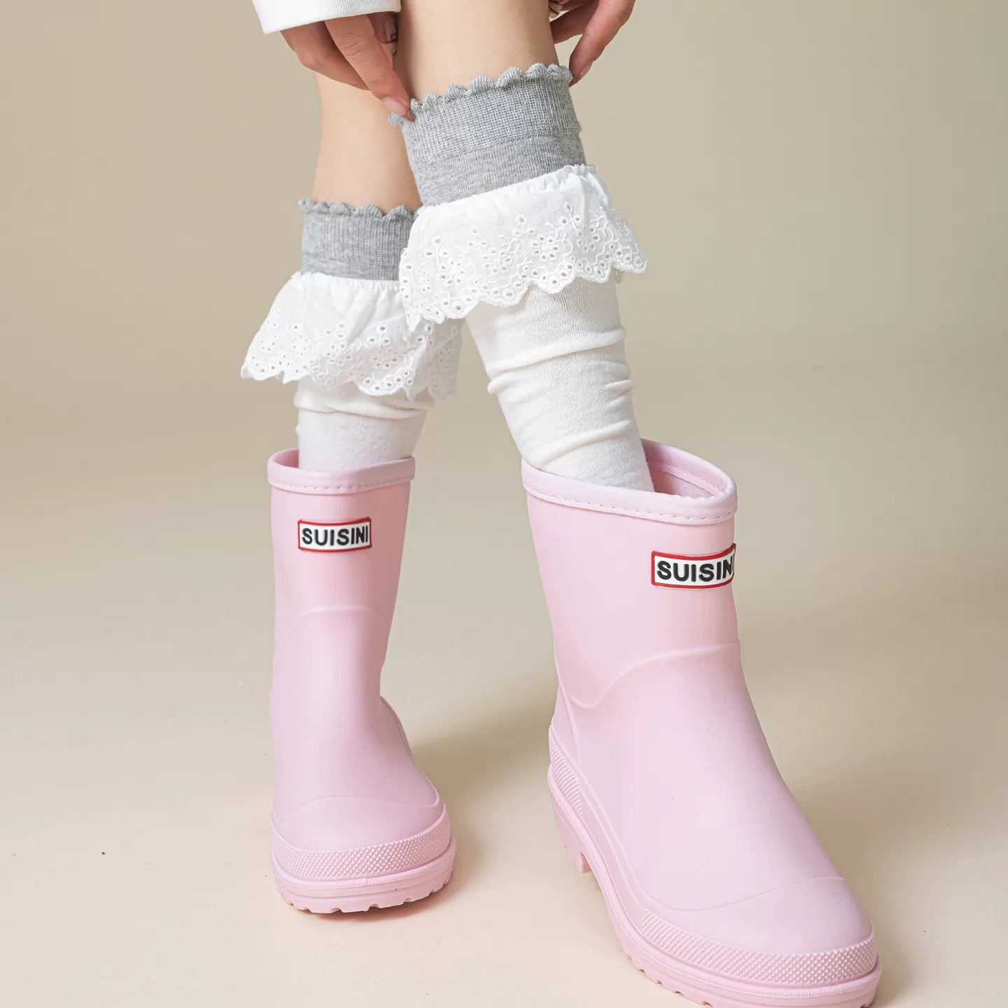 Crystorax | Calf-Length Cotton Socks for Women with Ruffled Lace Trim