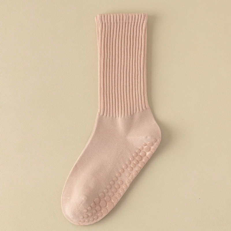 Crystorax | Solid Color Non-Slip Mid-Calf Yoga Socks for Women, Lightweight Spring and Autumn Pilates Fitness Socks