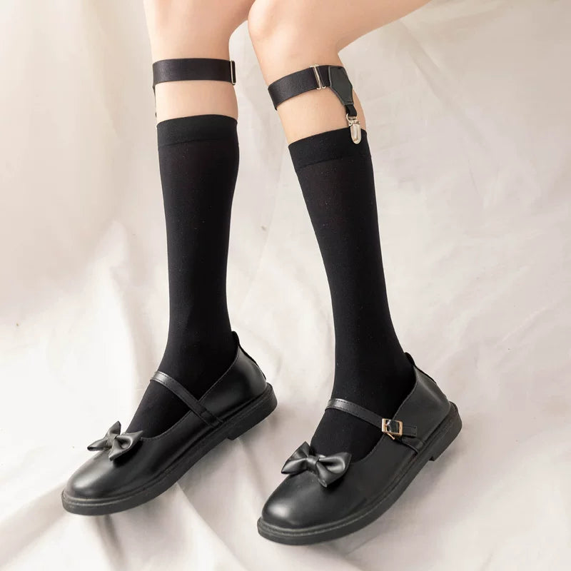 Crystorax | Ballet-Inspired White Mid-Calf Socks for Women, Lightweight Spring JK Style Uniform Socks with Elegant Leg Accessories