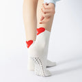 Crystorax | Heart Contrast Non-Slip Yoga Socks for Women, Short Summer Pilates Socks for Indoor Fitness
