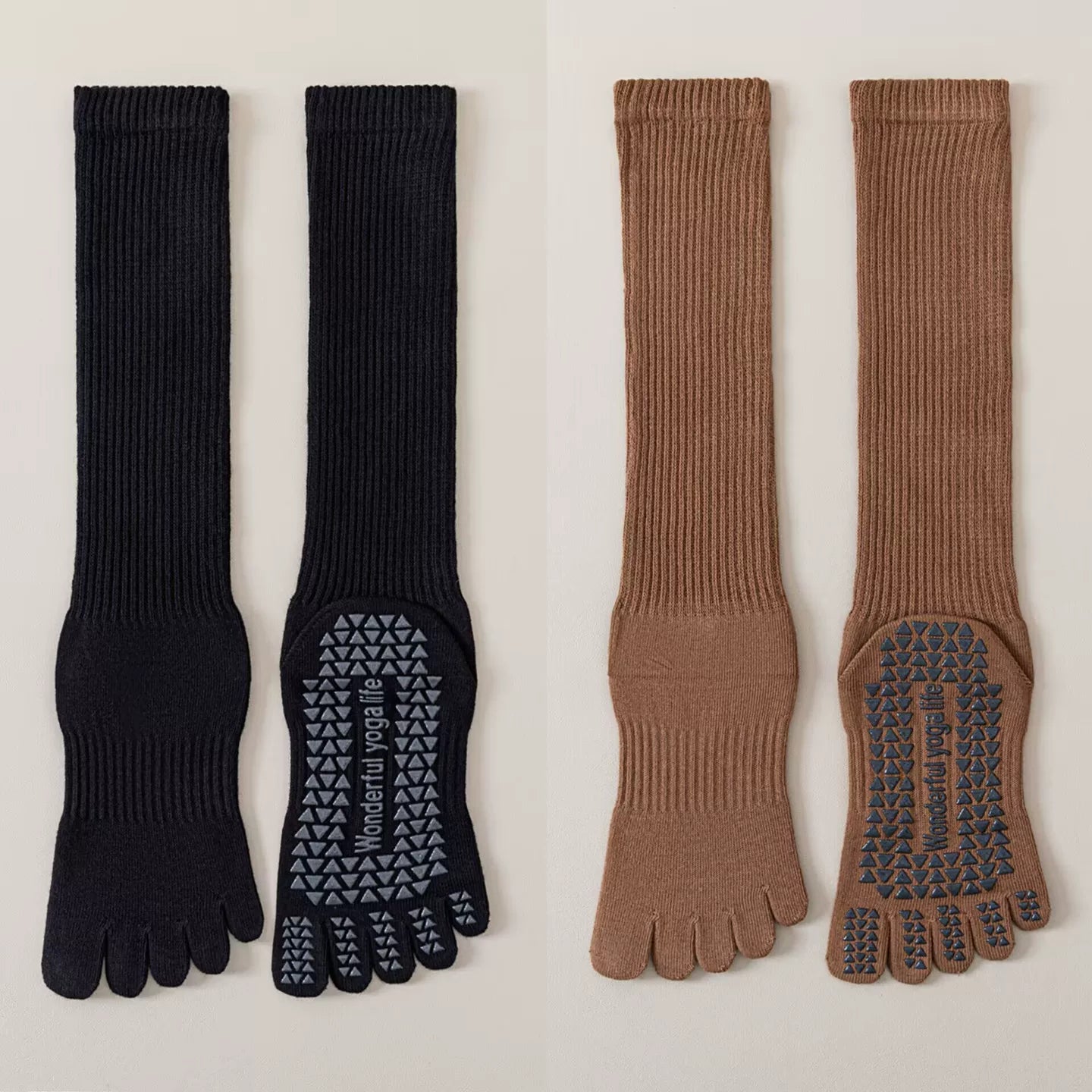 Crystorax | Women’s Five-Finger Yoga Socks with Mid-Calf Length