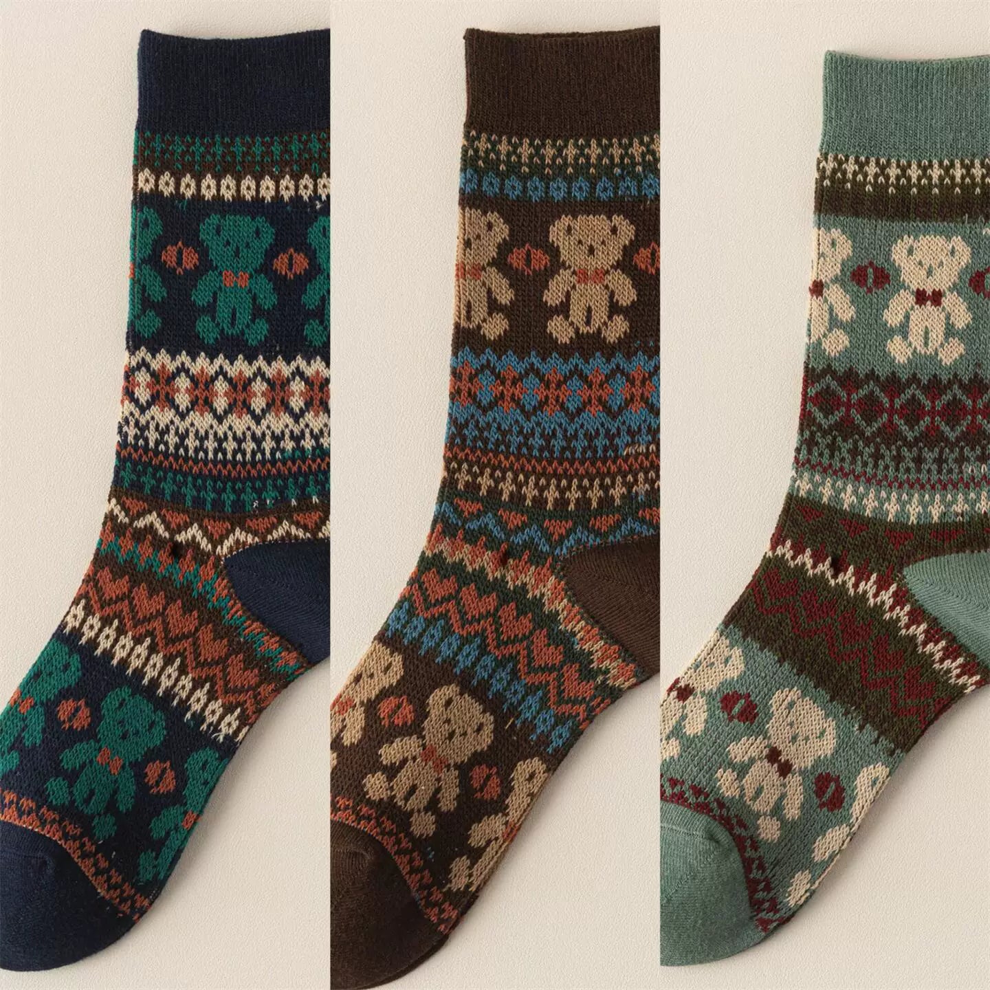 Crystorax | Thick Cotton Mid-Calf Socks with Double-Knit Pile for Women