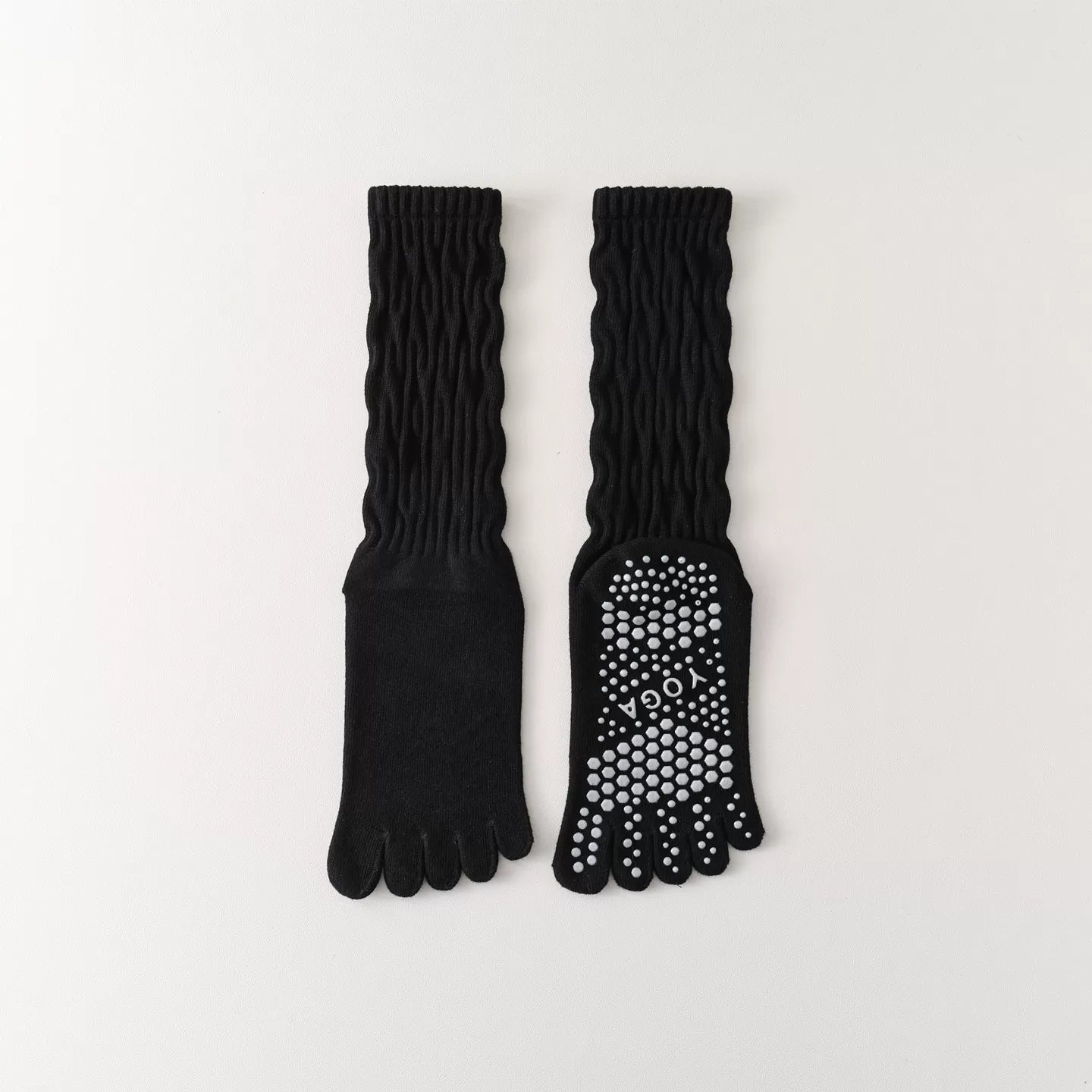 Crystorax | Five-Toe Yoga Mid-Calf Socks for Women, Non-Slip Pilates and Fitness Socks with Breathable Design