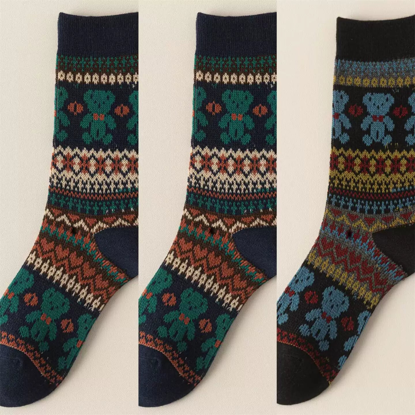 Crystorax | Thick Cotton Mid-Calf Socks with Double-Knit Pile for Women