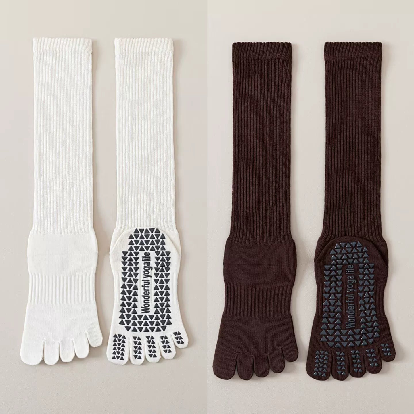 Crystorax | Women’s Five-Finger Yoga Socks with Mid-Calf Length