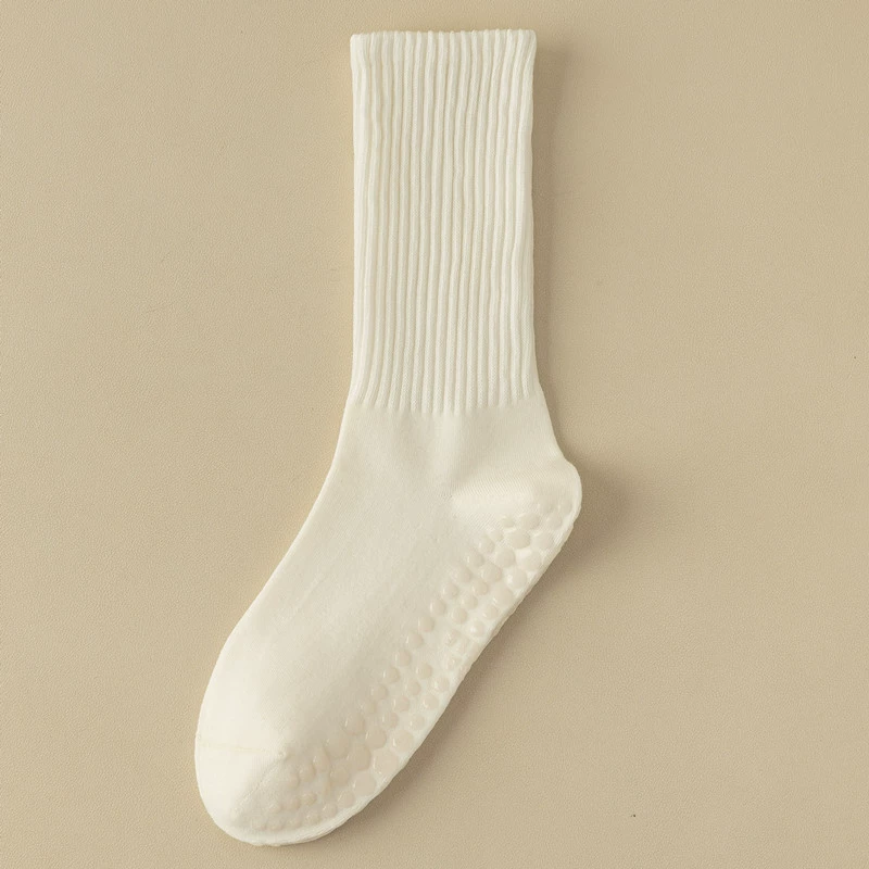 Crystorax | Solid Color Non-Slip Mid-Calf Yoga Socks for Women, Lightweight Spring and Autumn Pilates Fitness Socks